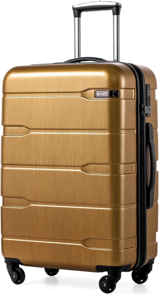 Coolife Hardside Spinner Luggage, 28" Large Checked, checked suitcase, 29 by 20.5 by 13.5 inches